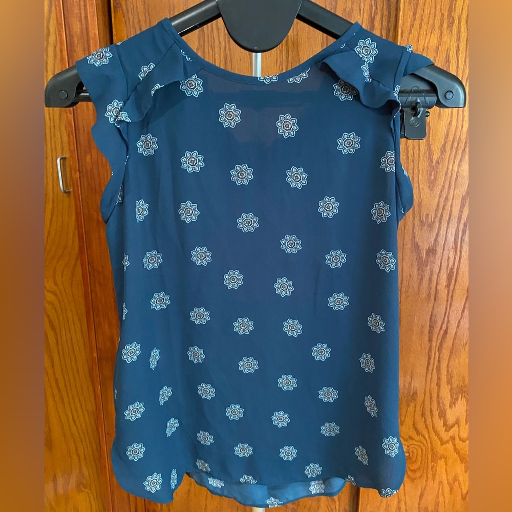 Loft Blue Patterned Top